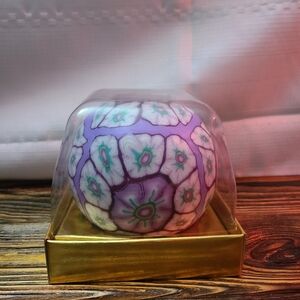 Vintage 3.5 Inch Purple Hippie Boho Round Sphere Magic Glow Wax Candle